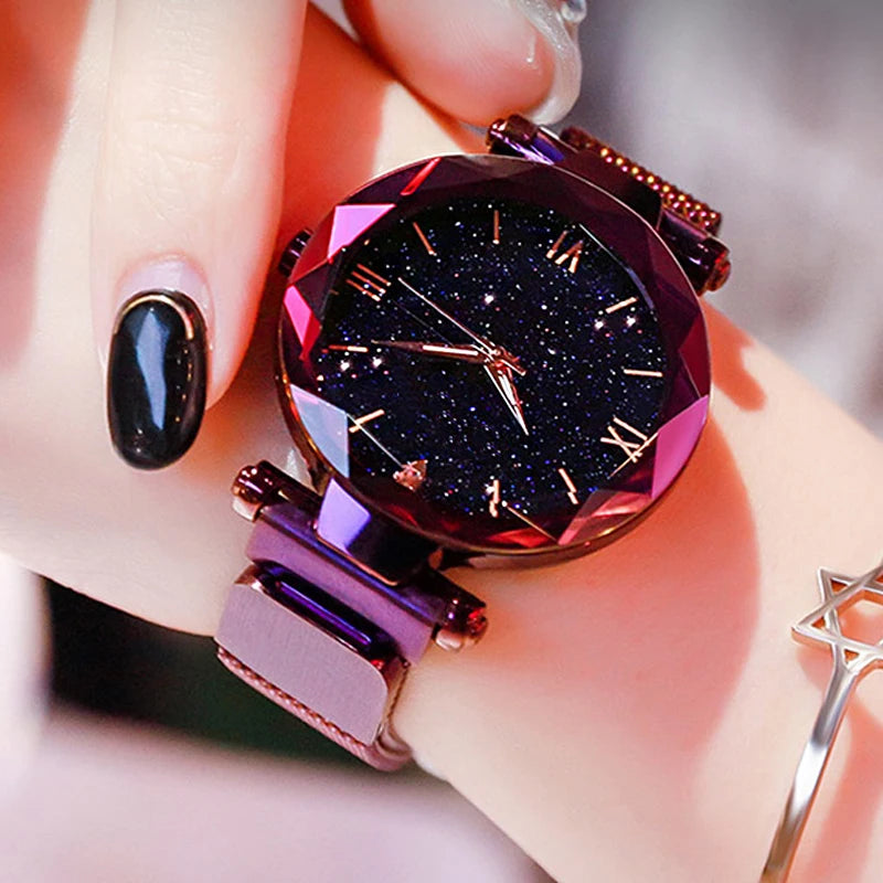 Starry Sky Women’s Magnetic Mesh Watch - Luxury Fashion Dress Wristwatch