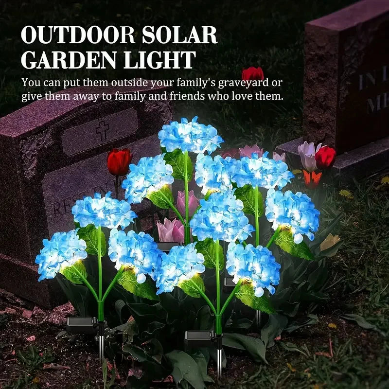 Solar Hydrangea Flower Lights Outdoor Garden Decor with Changeable RGB & White LEDs