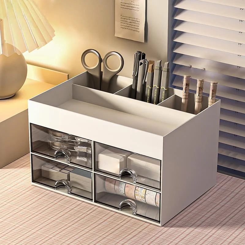 Multi-Functional Desktop Storage Box with Drawers for Office, Makeup & Vanity