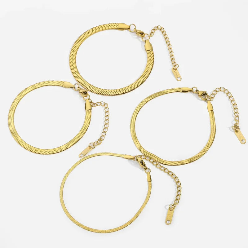 Stainless Steel Snake Chain Bracelet for Women Men Gold Color Jewelry Gift
