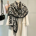 Unisex Thick Double-Sided Cashmere Feel Scarf with Tassels - Winter Fashion Accessory