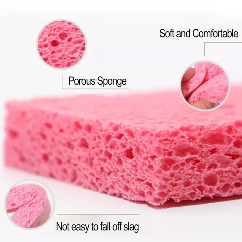 4/12Pcs Compressed Cellulose Sponges Non-Scratch Dual-Sided Kitchen Bathroom Car Cleaning Set