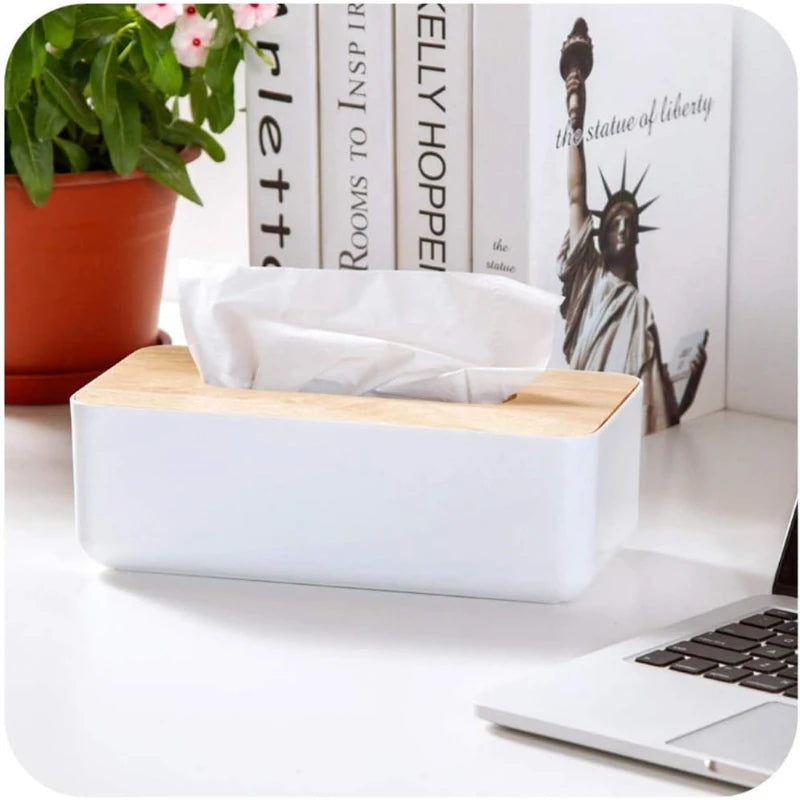 Stylish Wooden Tissue Box Cover - Home Kitchen Plastic & Bamboo Decor