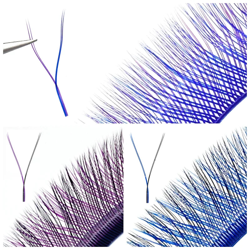 False Eyelashes Extension YY Shape with Ombre Colors and C/D Curl - Natural Look