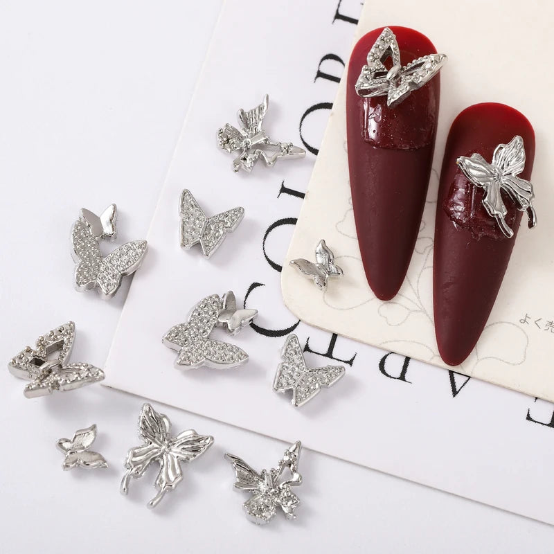 60 Pcs Nail Art Butterfly Charms - Mini Alloy Decor for Nail Crafts