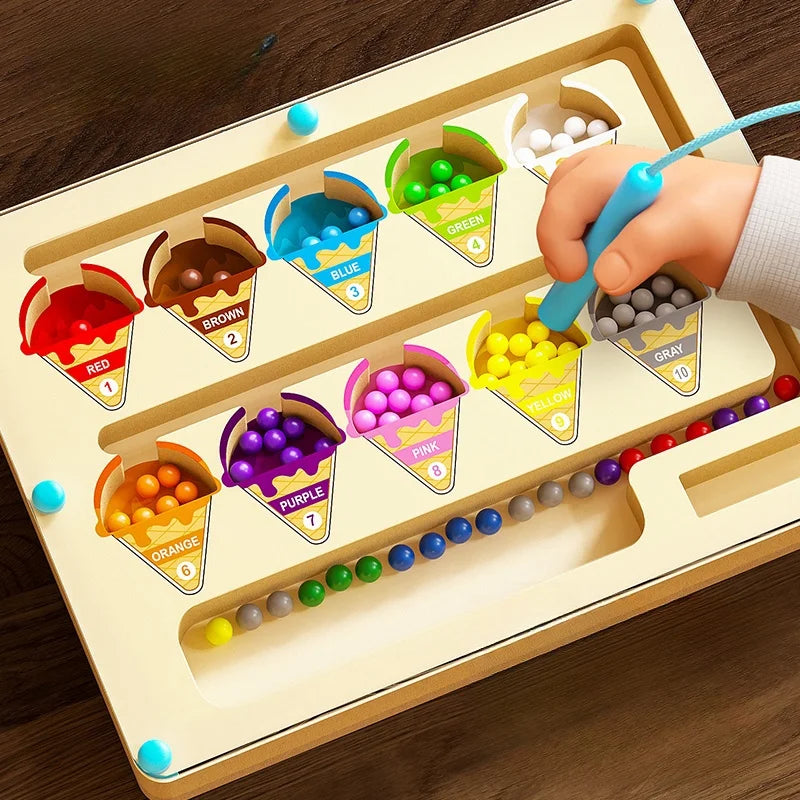 Magnetic Maze Puzzle Toy with Digital Beads for Attention & Brain Training