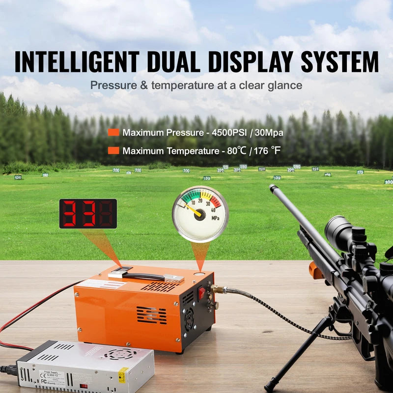 Portable PCP Air Compressor 4500PSI for Airgun Inflation with Dual Power