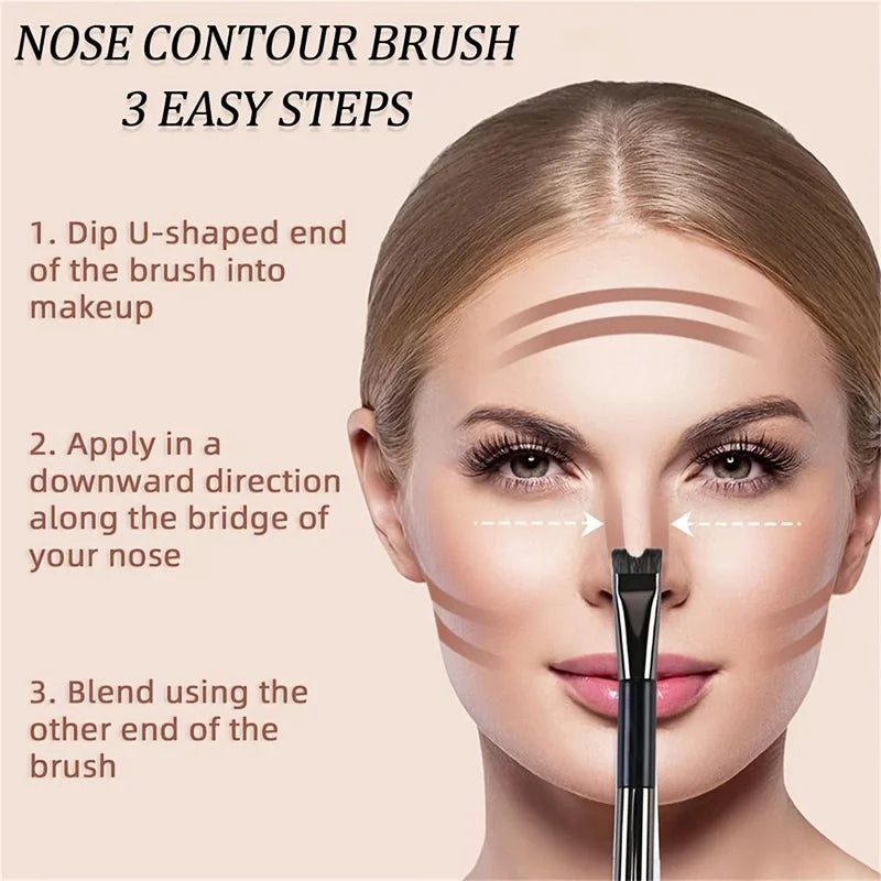 Contouring Nose Brush Double-Headed Makeup Tool for Shadows & Highlights
