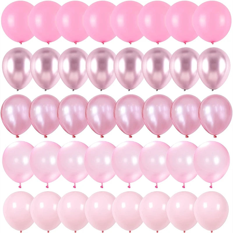 Pearl Powder Confetti Balloons for Weddings Birthdays Baby Showers Party Decorations Pink & Green
