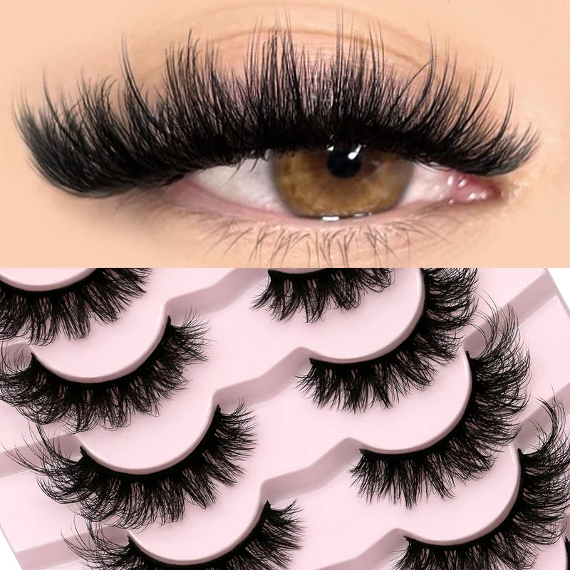 3D Mink False Eyelashes - Fluffy Volume Cat Eye Strips for Natural Glam