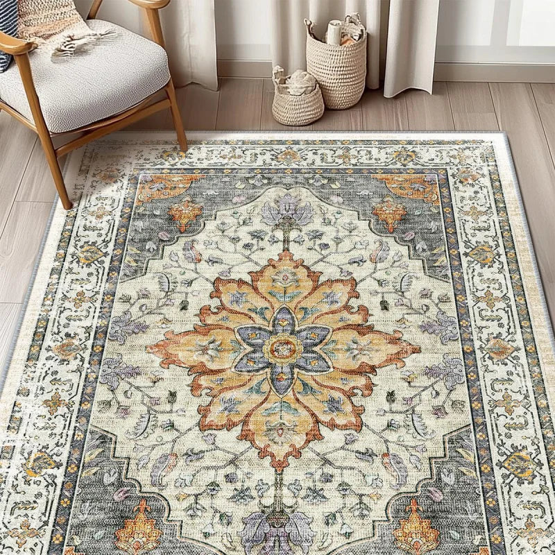 Retro Persian Style Flower Carpet for Living Room Bedroom Home Decor
