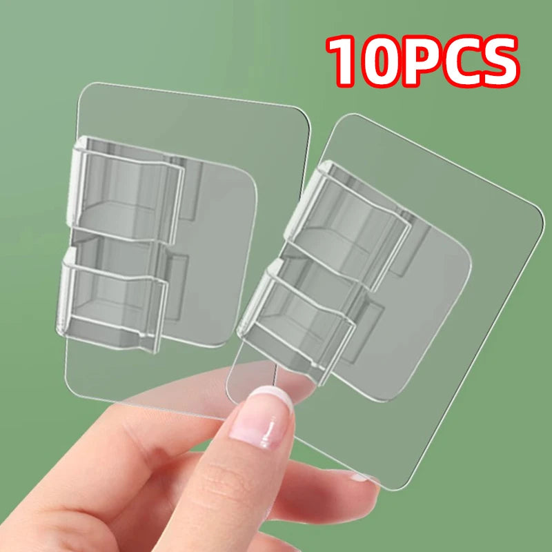Outdoor String Light Adhesive Hooks - Transparent Wall Mount Clips for Patio & Home