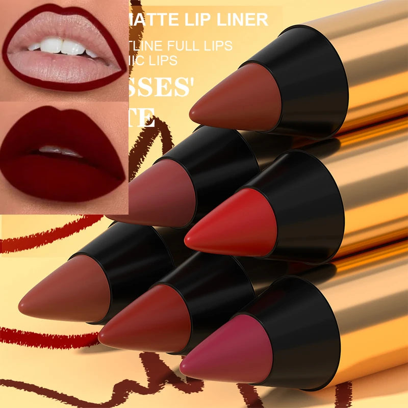 Waterproof Matte Lip Liner Pencil Long Lasting Non-stick Lipstick for Sexy Lips