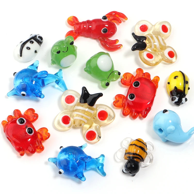 Cartoon Animal Glass Beads for Jewelry Making - 2-10pcs Loose Spacer Beads