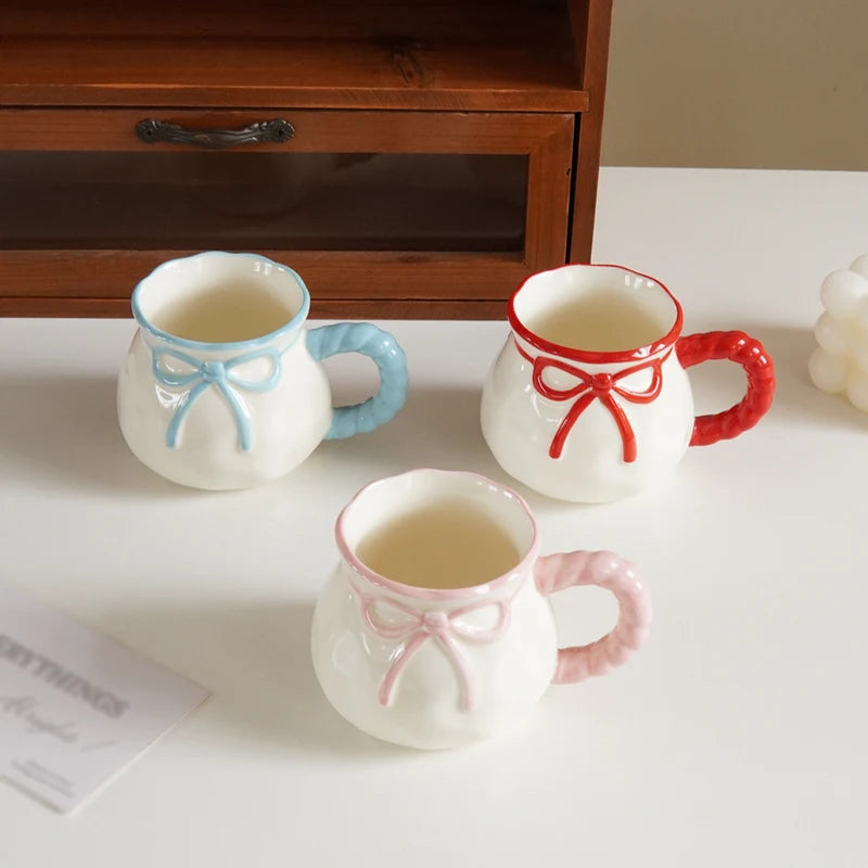 Ceramic Coffee Cup with Bowknot Handle, Small Capacity Tea & Espresso Mug