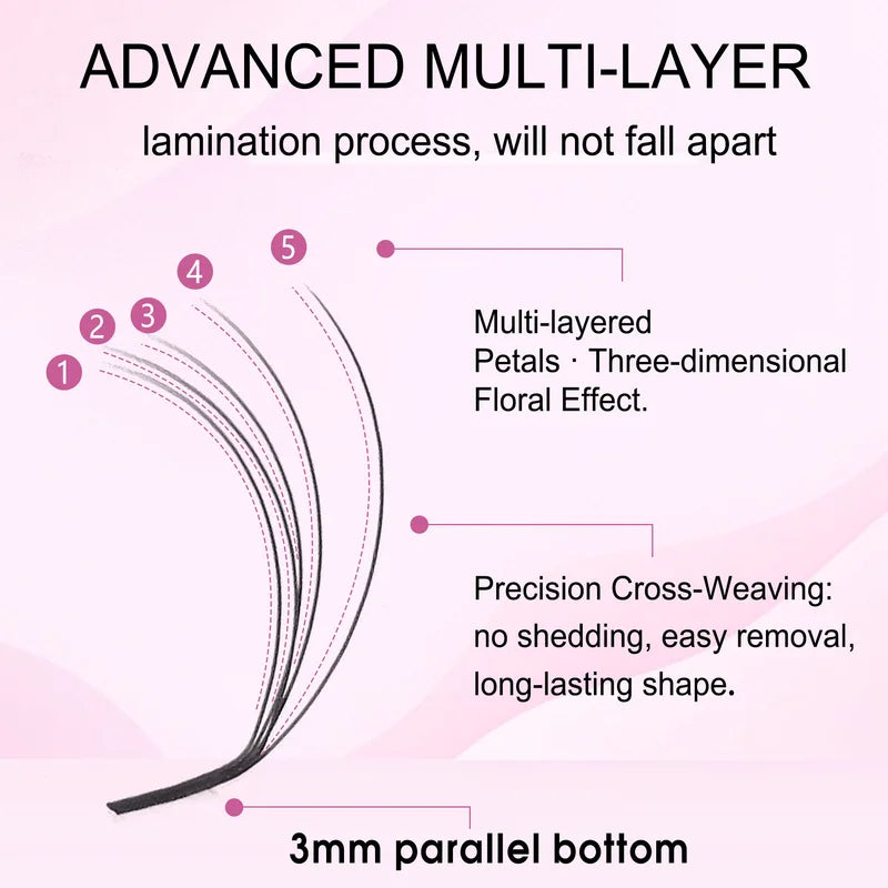 Multi Layer False Eyelash Extensions 12 Rows Natural Black Fluffy Volume Lashes
