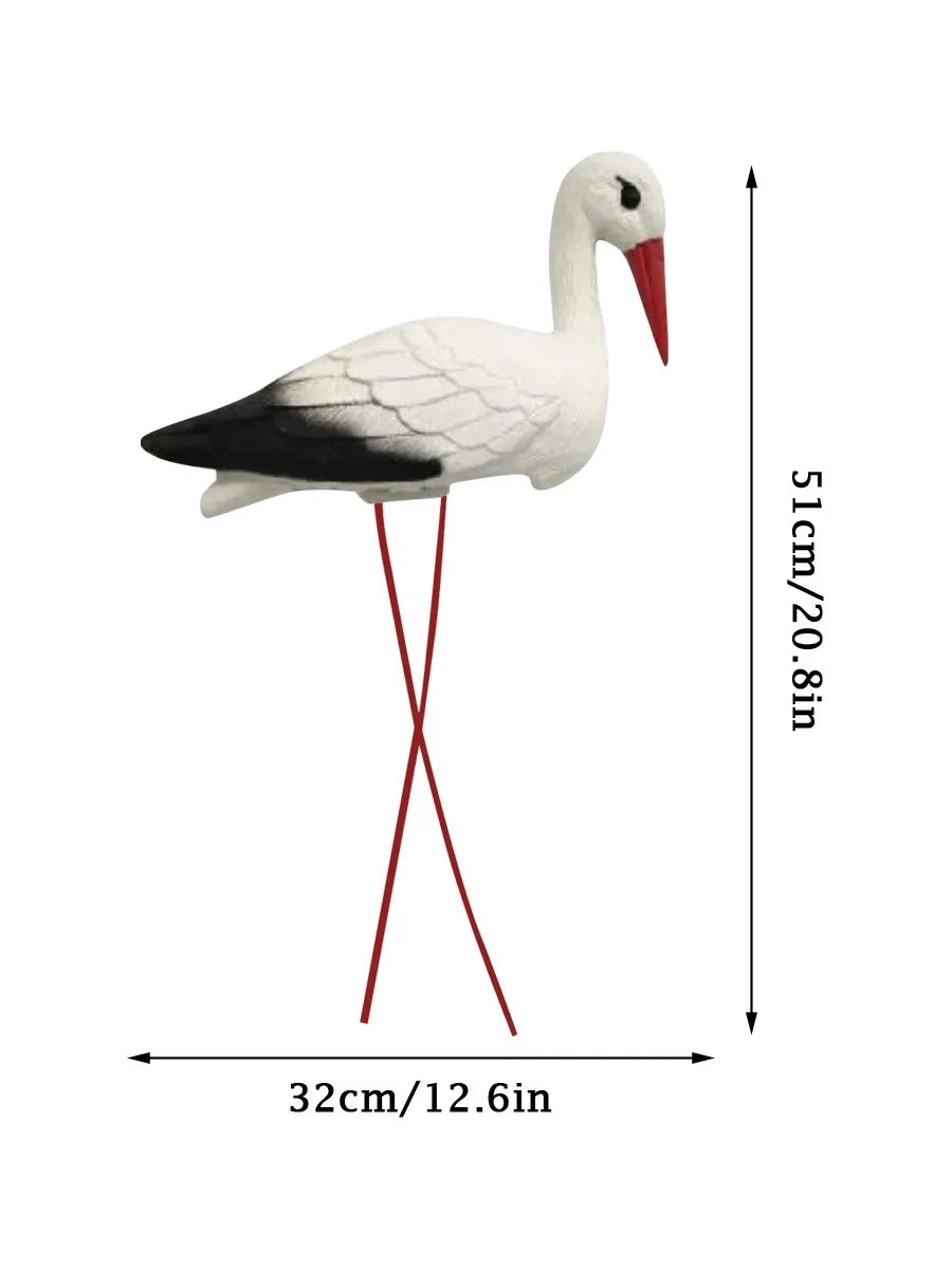 Outdoor Garden Crane Decoration - Weatherproof Bird Figurine for Landscaping & Pond Features