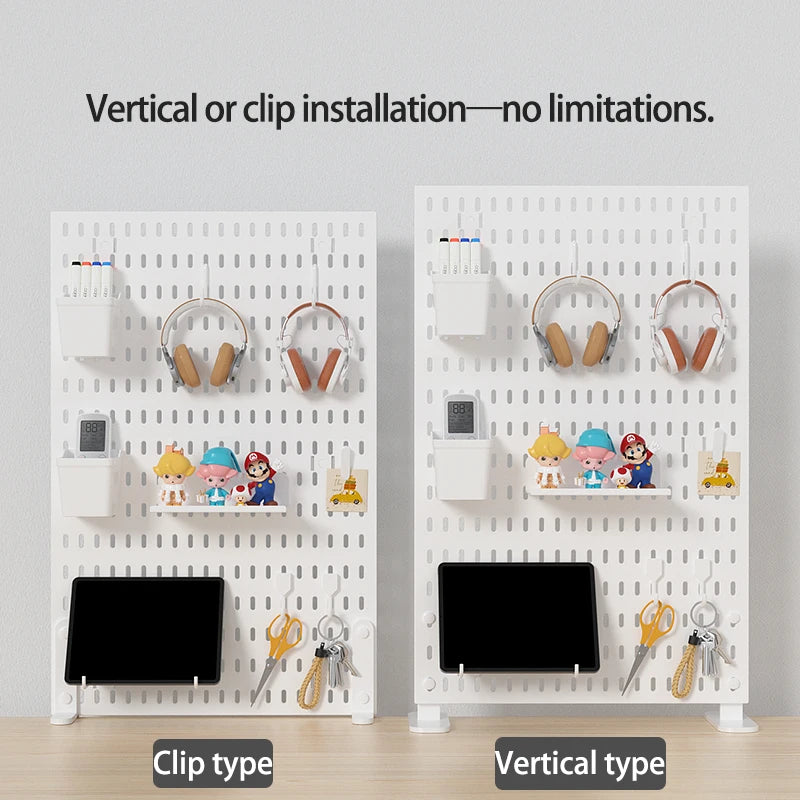 Drill-Free Pegboard Organizer for Desktop & Dorm Storage - Vertical Pegboard Clip-On
