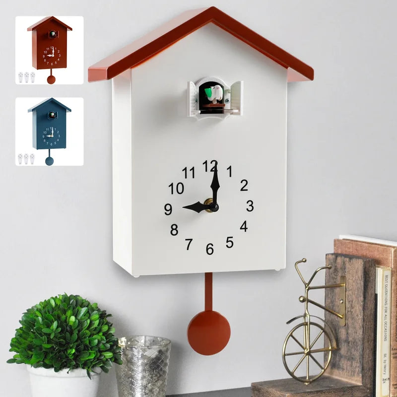 Modern Bird Wall Clock - Cuckoo Sound, Minimalist Design, 25x20cm