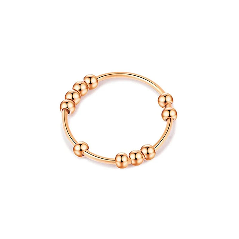 Stainless Steel Spinner Ring for Women Men - Spiral Bead Antistress Jewelry