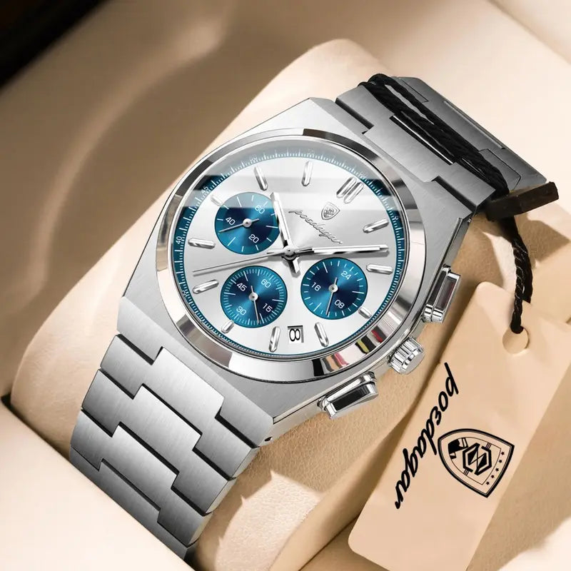 Men's Quartz Watch Waterproof Luminous Chronograph Stainless Steel Business Watch