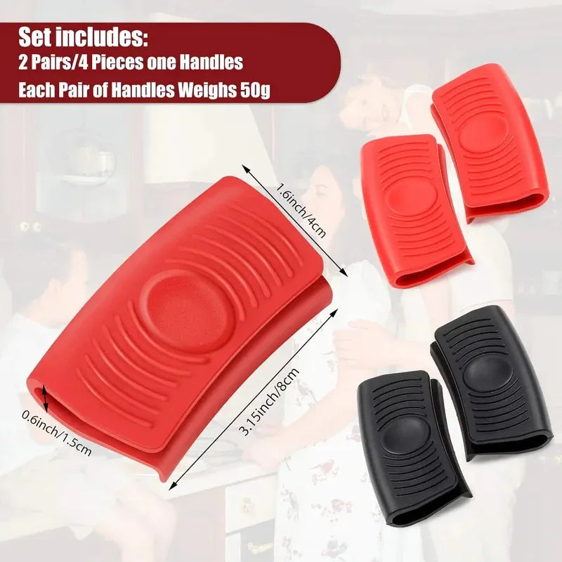 Silicone Pot Handle Grip Cover 2pcs Heat-Resistant Anti-Slip Sleeve for Pans