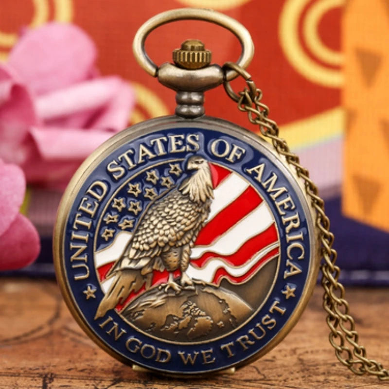 Vintage American Presidential Pocket Watch with Eagle Design for Men & Women