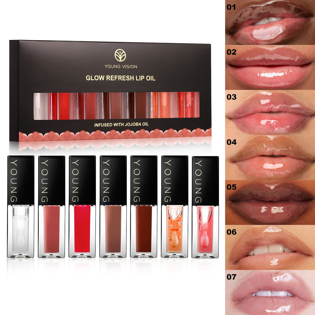 Moisturizing Lip Oil Set - Plumping Tinted Lip Gloss 7 Colors