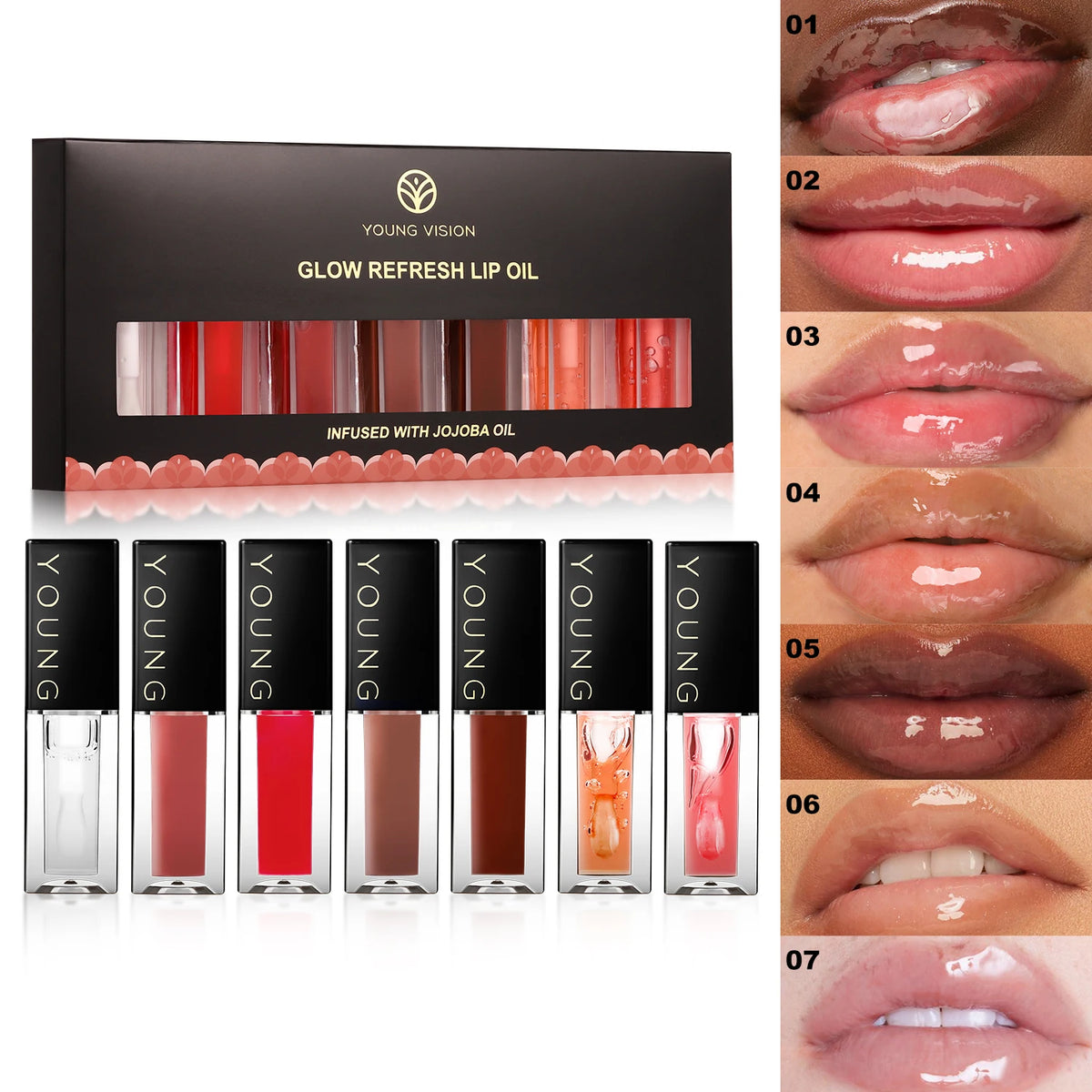 Moisturizing Lip Oil Set - Plumping Tinted Lip Gloss 7 Colors