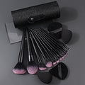 12-Piece Face Makeup Brush Set with Egg Sponge & Storage Bucket