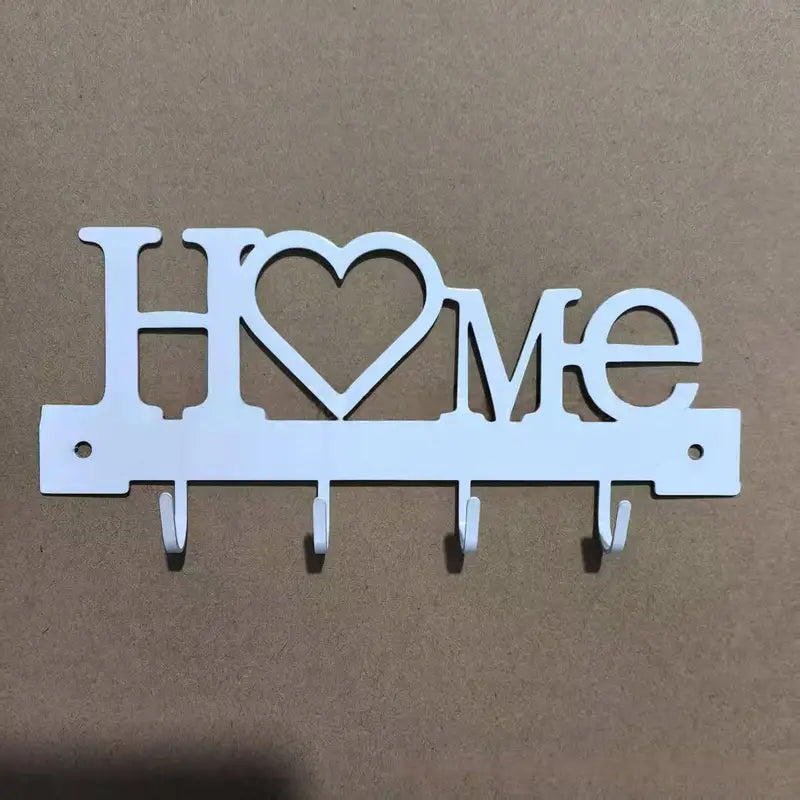 Home Love Shaped Key Holder with Hooks Wall Mount Metal Organizer for Living Room Decor