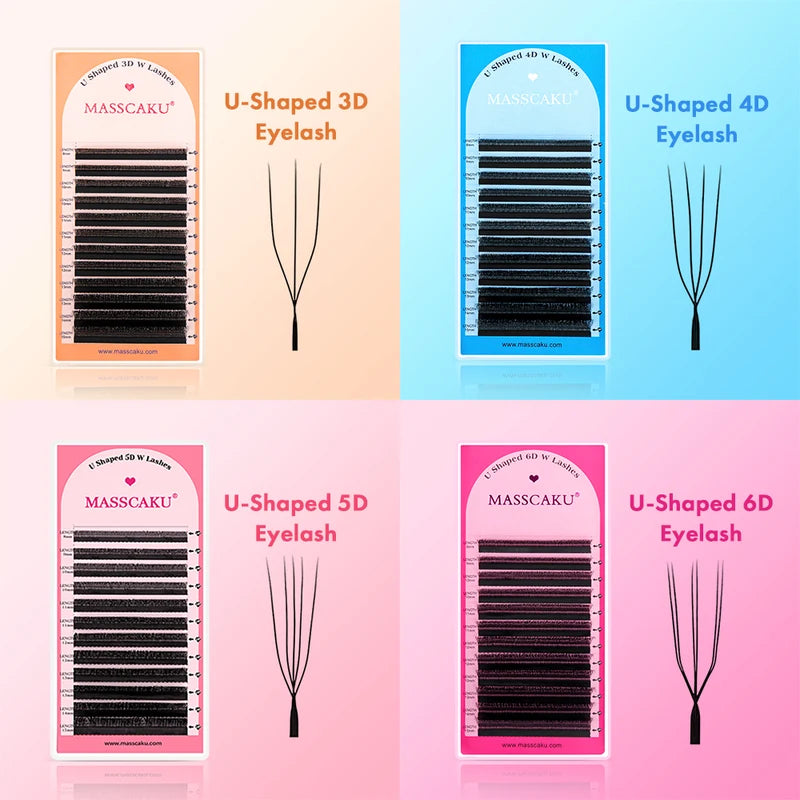 False Eyelash Extensions Volume Mink Fans U-Shaped 3D 4D 5D Premade Lashes