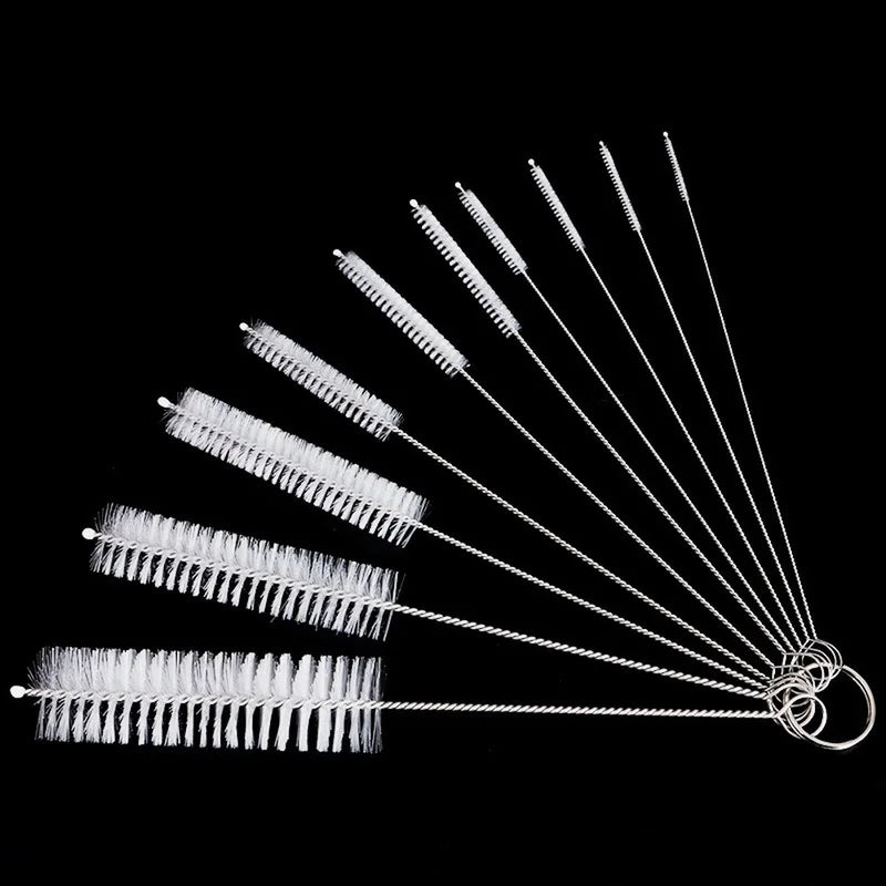 10pcs Nylon Bottle Straw Cleaning Brush Set - Household Kitchen Brushes with Bristle Kit for Glasses & Drinkware