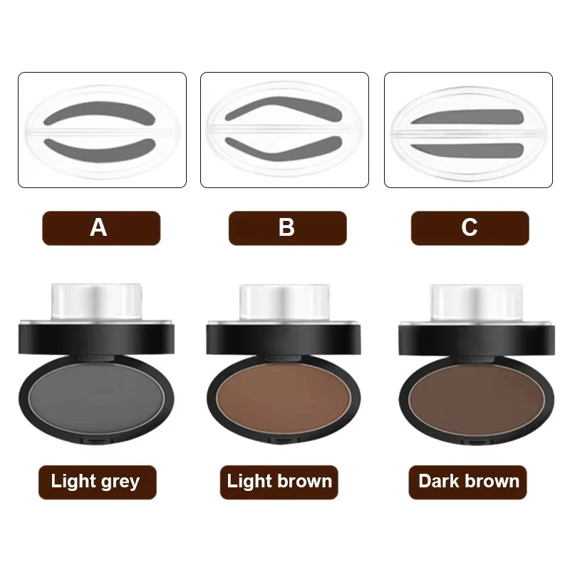 Eyebrow Powder Stamp Kit - Waterproof Eyebrow Stencil & Enhancer for Natural Look