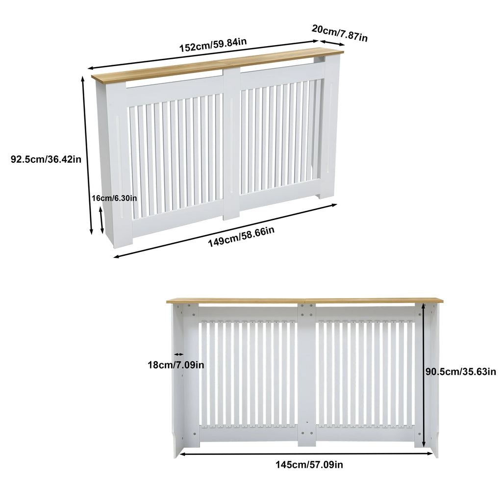 Large Radiator Cover Wood Cabinet for Heater MDF Shelves Home Decor