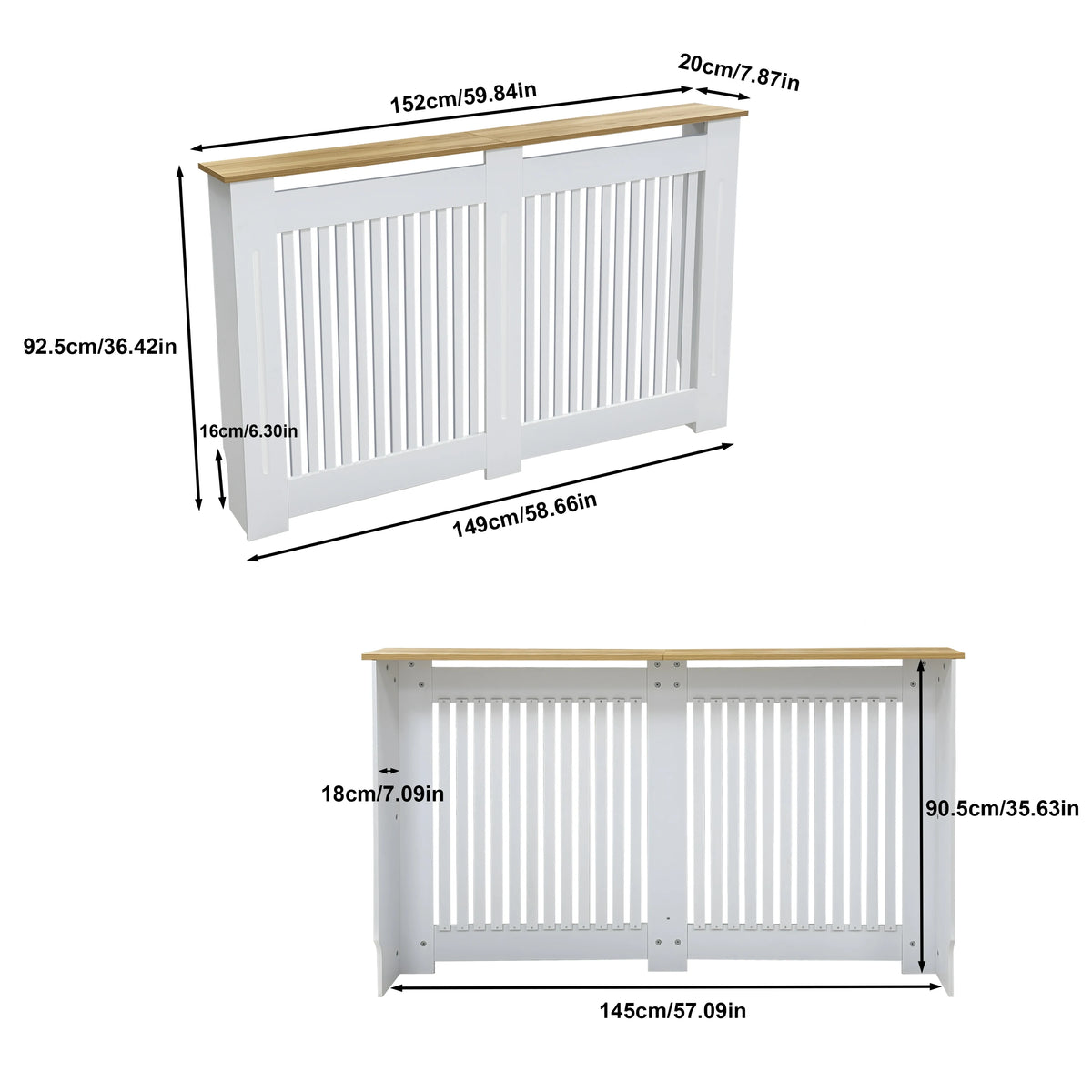 Large Radiator Cover Wood Cabinet for Heater MDF Shelves Home Decor