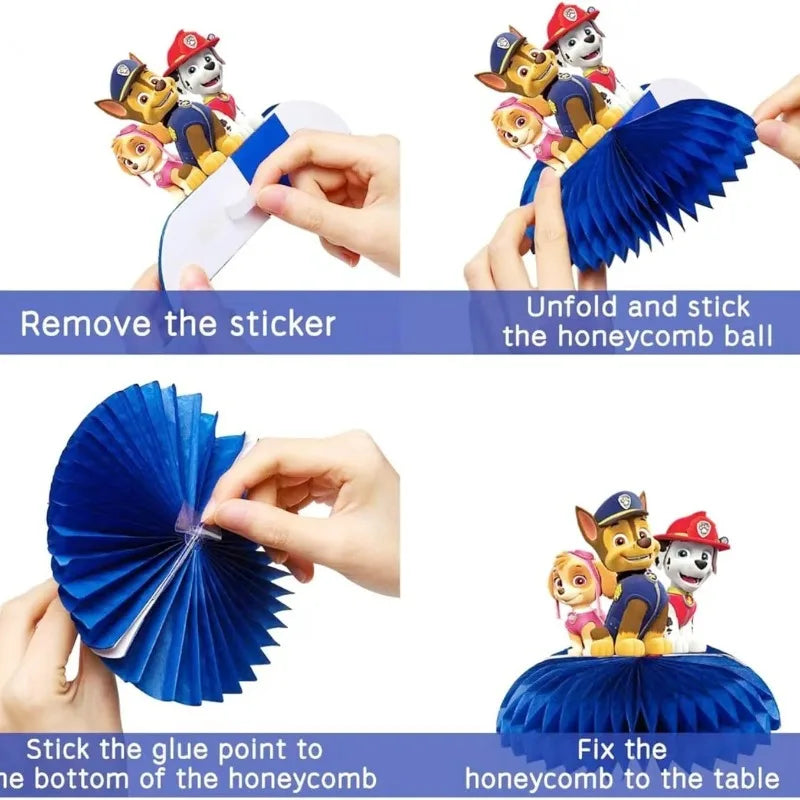 9PCS Paw Patrol Honeycomb Table Toppers for Kids Birthday Party Decor