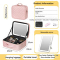 Illuminated Makeup Case with Mirror - Portable LED Cosmetic Bag, Large Capacity