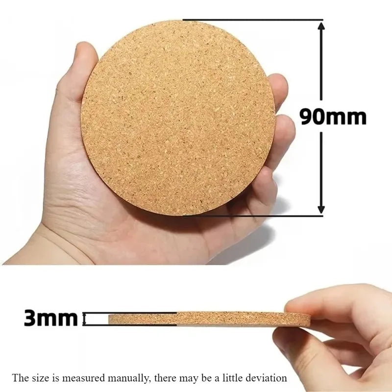 Natural Cork Coasters Set - Round Wooden Drink Holders for Tea Coffee Table Decor