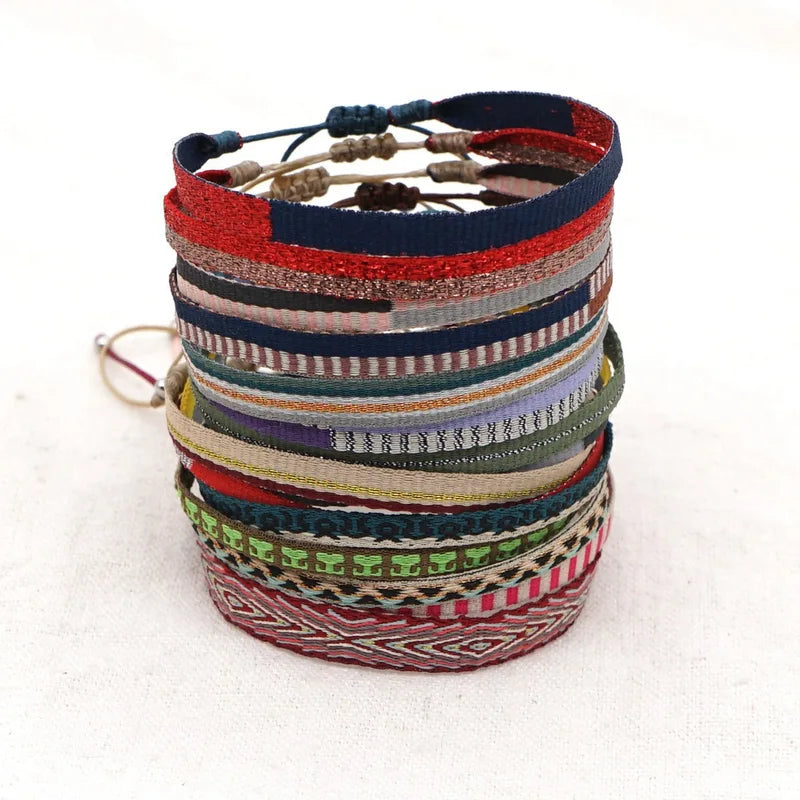 Handwoven Boho Friendship Bracelet for Women and Men - Colombia Cloth Wrap Jewelry