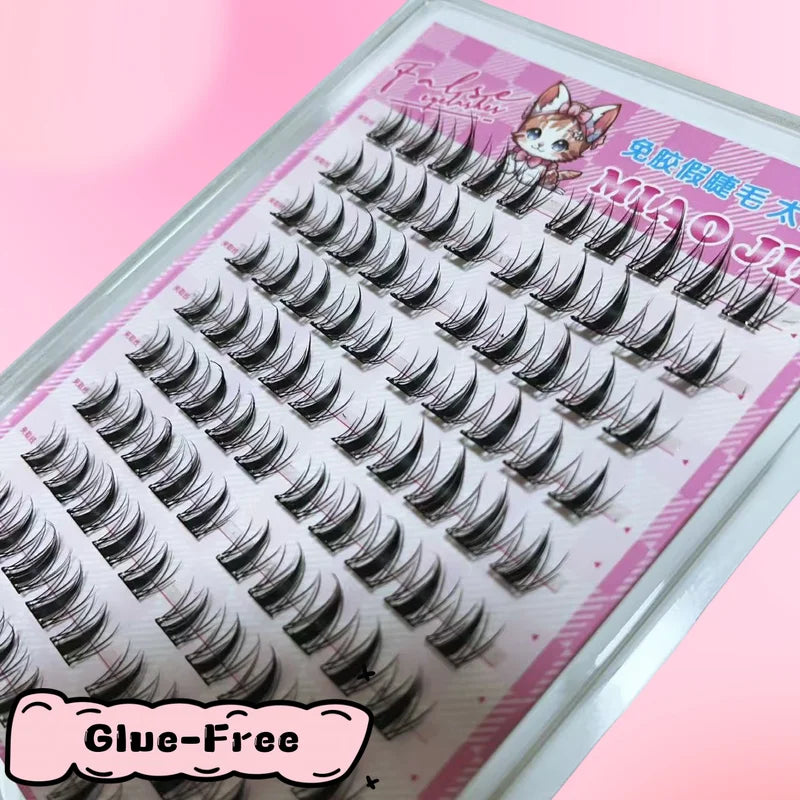 Self-Adhesive Eyelash Clusters 10 Rows Box, Natural Manga Style False Lashes