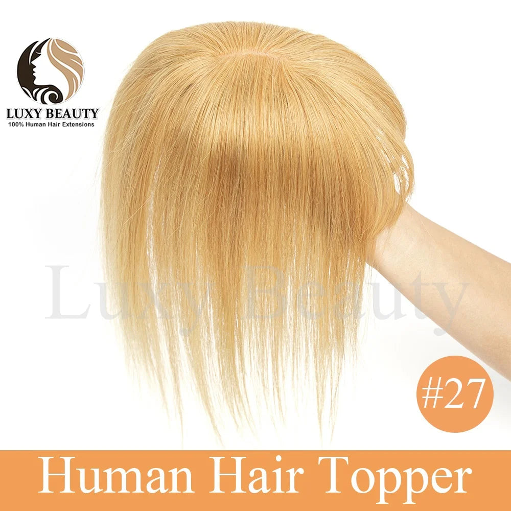Human Hair Topper with Bangs for Women - Clip-In Hair Pieces, Natural Look