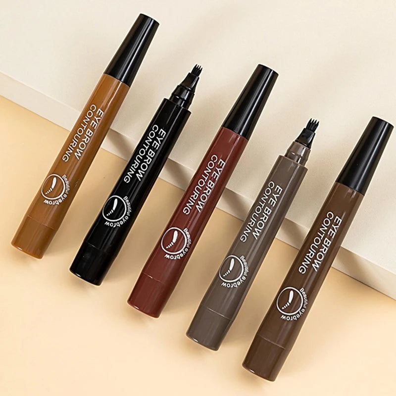 4 Point Eyebrow Pencil Long-Lasting Waterproof Microblading Makeup for Women