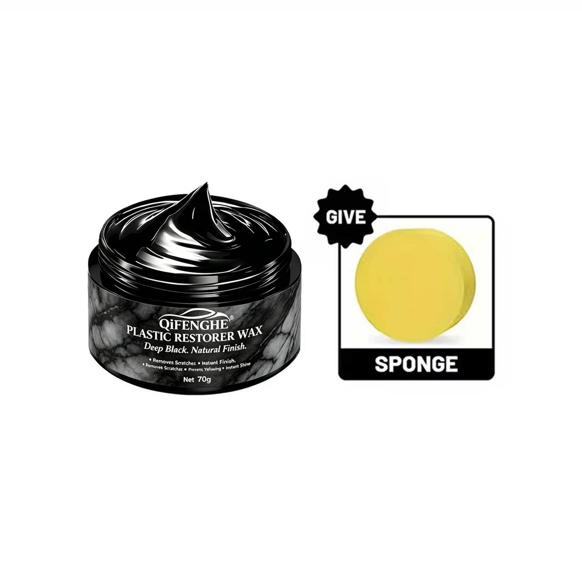 Car Trim Restorer Wax 70g for Plastic Blackening & Scratch Removal - Dashboard Bumper Tire