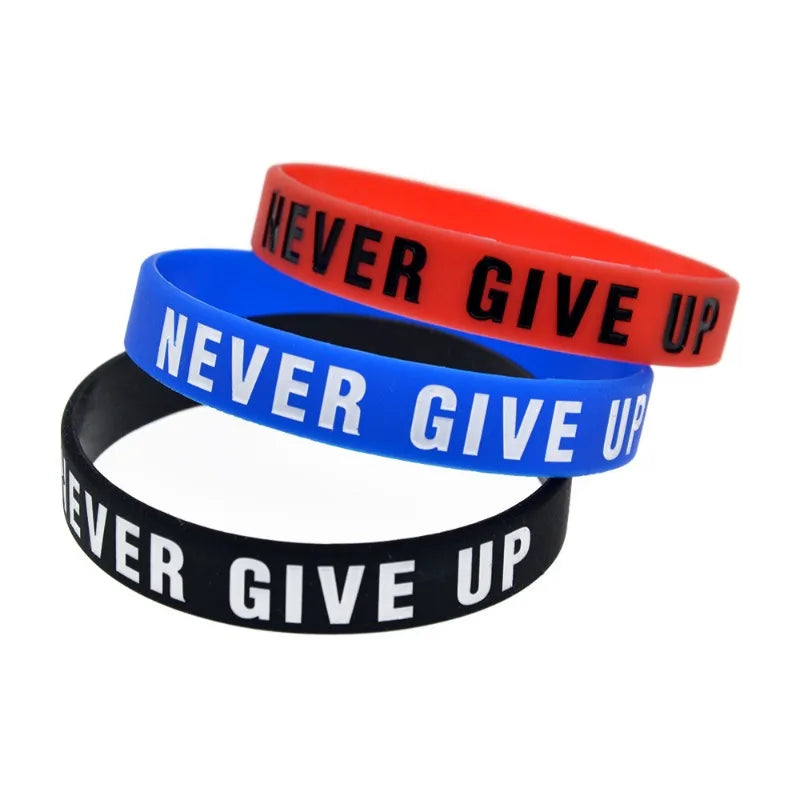 Motivational Silicone Wristband Never Give Up Inspirational Sports Band