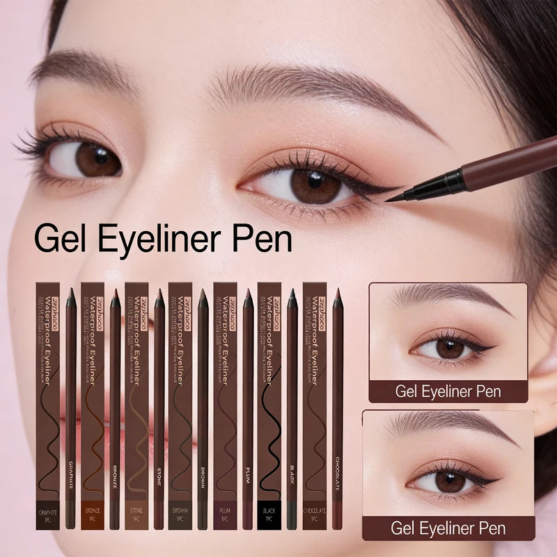 Waterproof Gel Eyeliner Pen Long Lasting Smudge Proof Eye Makeup Pencil