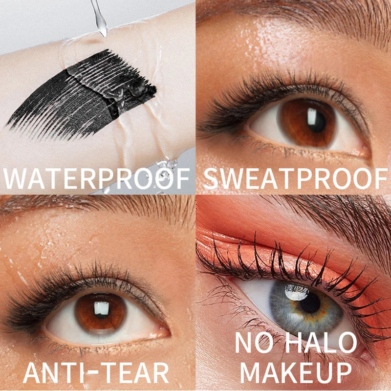4D Silk Waterproof Mascara - Long Lasting Lengthening Curling Black Eyelash Makeup