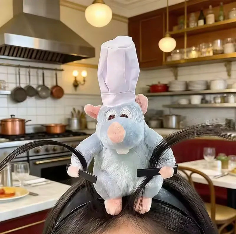 Cute Cartoon Ratatouille Plush Headband with Wide Brim Hair Clip for Kids & Women