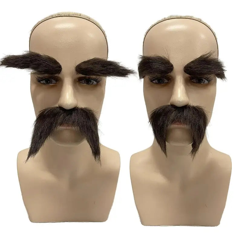 Fake Mustache and Eyebrows Set for Costume and Pretend Play - Halloween Party Props