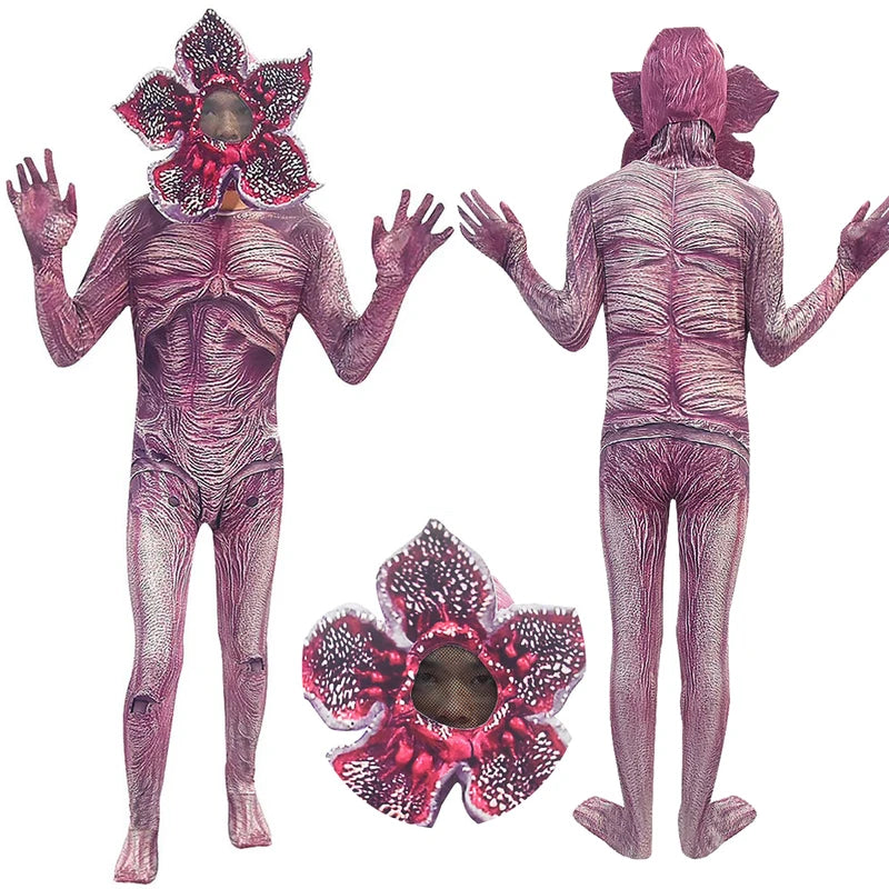 Kids Demogorgon Cosplay Bodysuit with Mask and Headwear - Halloween Carnival Costume